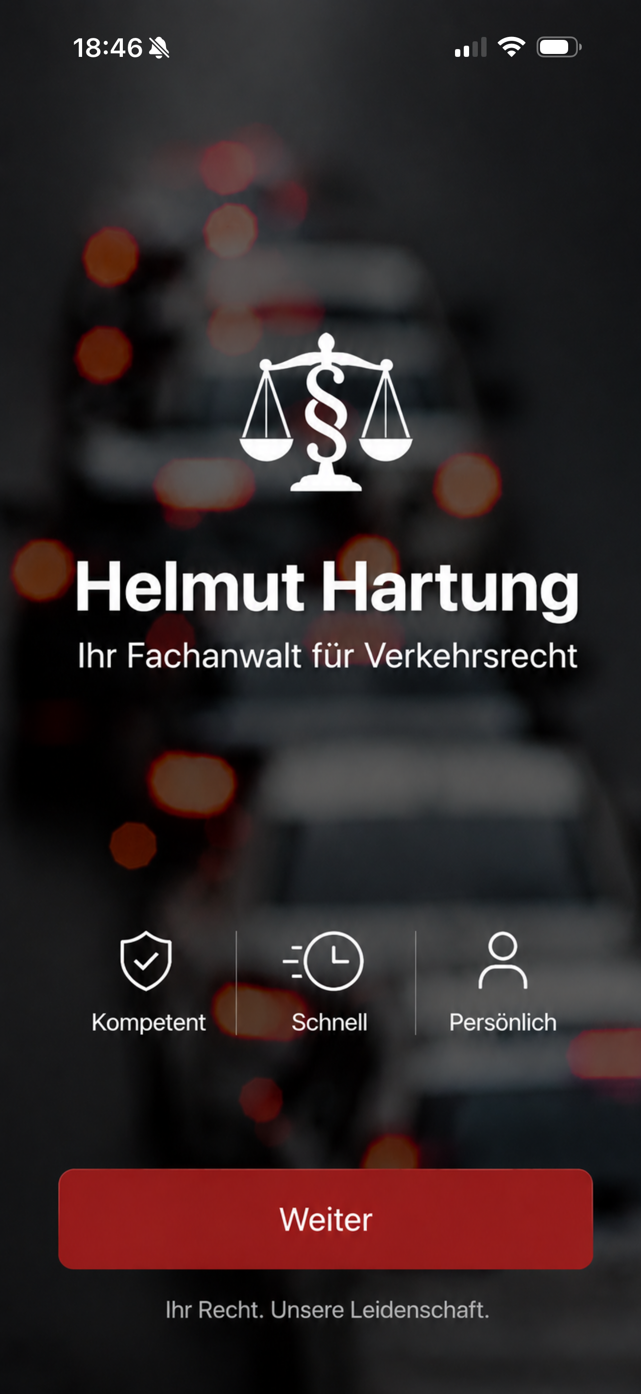Screenshot der Verkehrsrecht App 1