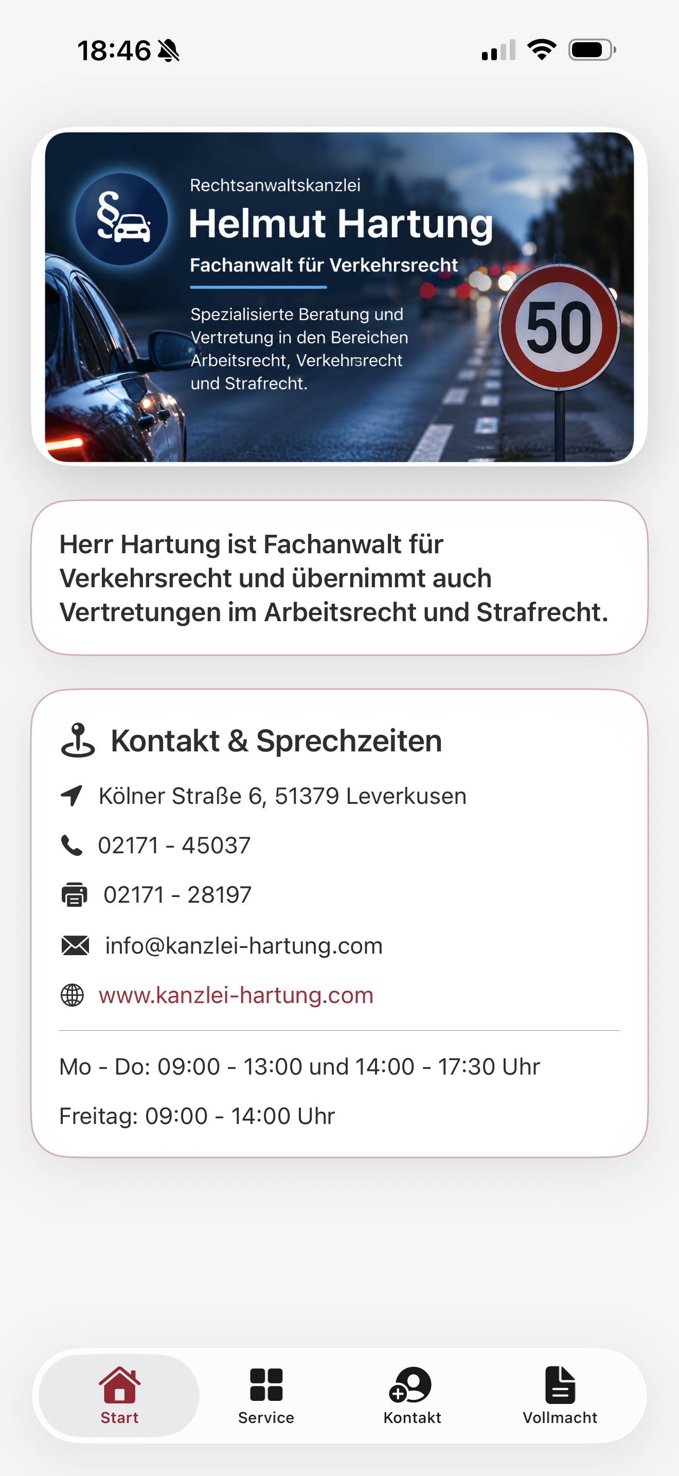 Screenshot der Verkehrsrecht App 2